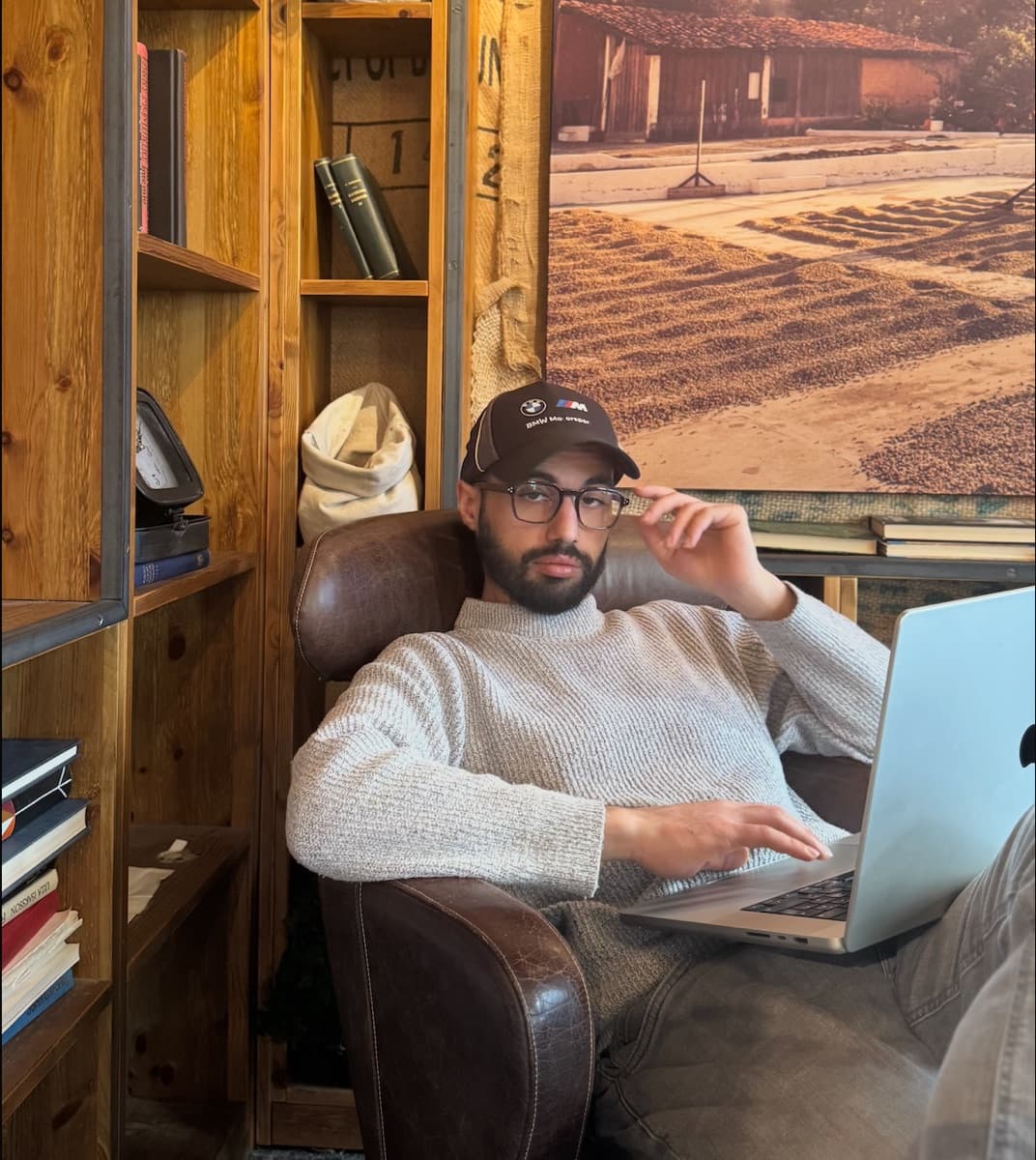 Mouad Benrahou, founder of Fanorta, working on a laptop